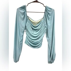 Elegant Teal Long Sleeve Women's Top